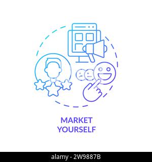 Thin line simple gradient market yourself icon concept Stock Vector