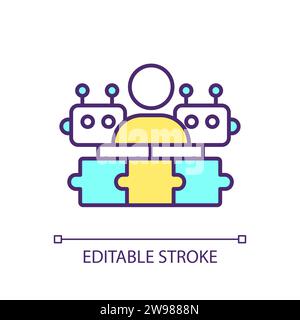 2D simple customizable thin line human collaboration icon Stock Vector
