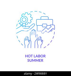 Thin line simple gradient hot labor summer icon concept Stock Vector