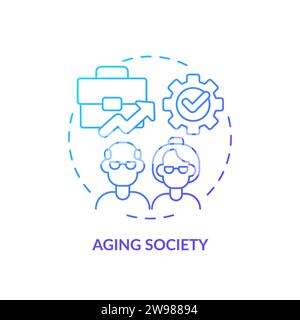 Thin line simple gradient aging society icon concept Stock Vector