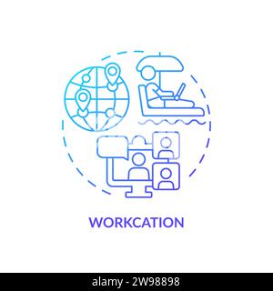 Thin line simple gradient workcation icon concept Stock Vector