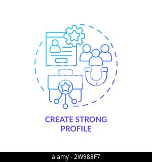 Thin line simple gradient create strong profile icon concept Stock Vector