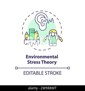 Thin line colorful environmental stress theory icon concept Stock Vector