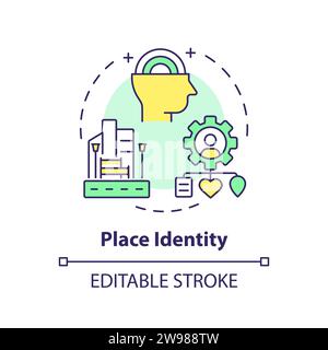 Thin line simple colorful place identity icon concept Stock Vector