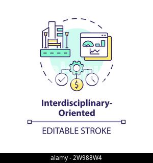 Thin line colorful interdisciplinary oriented icon concept Stock Vector