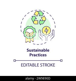 Thin line simple colorful sustainable practices icon concept Stock Vector