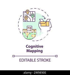 Thin line simple colorful cognitive mapping icon concept Stock Vector