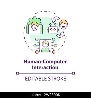 Thin line colorful human computer interaction icon concept Stock Vector