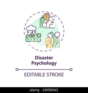 Thin line simple colorful disaster psychology icon concept Stock Vector