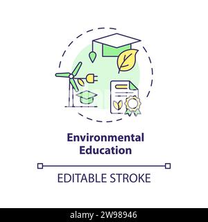 Thin line colorful environmental education icon concept Stock Vector