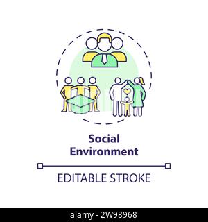 Thin line simple colorful social environment icon concept Stock Vector