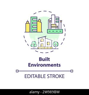 Thin line simple colorful built environments icon concept Stock Vector