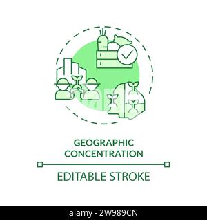 Thin line green geographic concentration icon concept Stock Vector