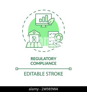 Thin line green regulatory compliance icon concept Stock Vector