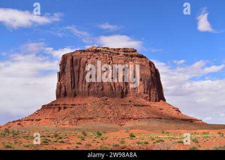 View of the Merrick Butte red sandstone formation in Monument Valley, AZ Stock Photo