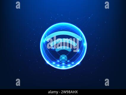 Technology for accessing Internet information via Wi-Fi It is the release of information through radio waves into electronic devices, such as smartpho Stock Vector