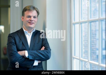 Portrait of Pieter Omtzigt, chief and political leader of NSC / Nieuw Sociaal Contract Party in Dutch 2nd Chamber of Parliament. After several years working alone, he established NSC in 2023, won 20 seats, giving NSC a position to negotiate for Coalition and Kabinet Positions. Portrait taken in 2011. Stock Photo