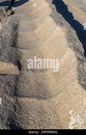 Scoop marks at the unfinished obelisk, rose granite, quarry, Aswan, Egypt, North Africa Stock Photo