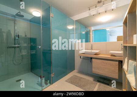 an image of a newly fitted bathroom in a Mediterranean apartment Stock Photo