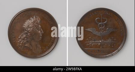 Peace of Nijmegen, Jérôme Roussel (Possible), 1678 - 1700 history medal Bronze medal. Front: breastpiece man inside change. Reverse: winged Mercury Staff and lightning bolts inside Covering; Cut: year. Paris bronze (metal) striking (metalworking)  Nijmegen Stock Photo