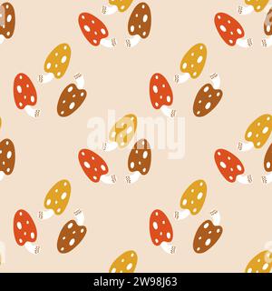 Seamless pattern on the theme of a forest with mushrooms Stock Vector