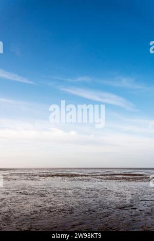 View over The Wash at low tide from Snettisham in west Norfolk. Stock Photo