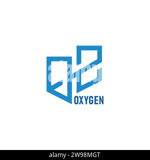 o2 oxygen linked geometric line logo vector Stock Vector