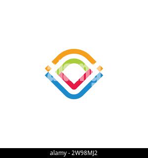 letter iv colorful lines simple geometric logo vector Stock Vector