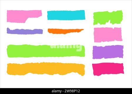 Mlticolored torn paper pieces for collage, banners etc. Stock Vector