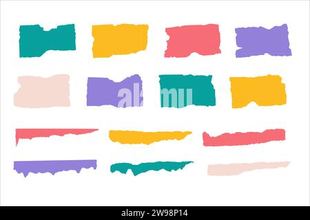 Multicolored jagged rectangles, stips. Set of vector icons. Stock Vector