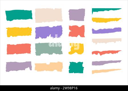 Colorful set of vector icons. Jagged paper pieces. Stock Vector