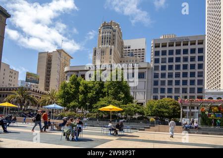 Department Store Buildings In Union Square San Francisco During Pride Weekend, San Fransisco, California, United States, June 24, 2023 Stock Photo