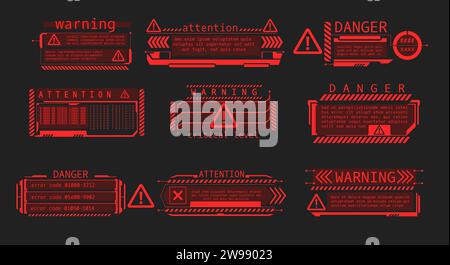 Hud danger frame set Stock Vector