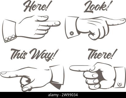 Hand with pointing finger sketch Stock Vector