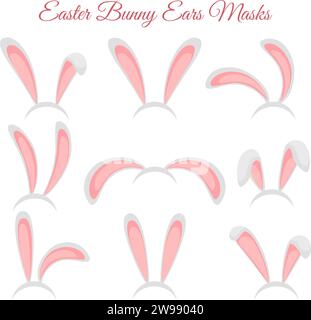 Easter bunny ears mask set Stock Vector