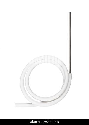 Steel tube and rubber hose. Hookah elements on a white background. Stock Photo