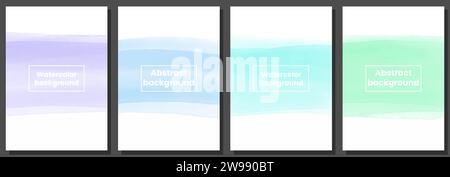 Set of abstract watercolor backgrounds, vector template for banners, posters, brochures. Stock Vector