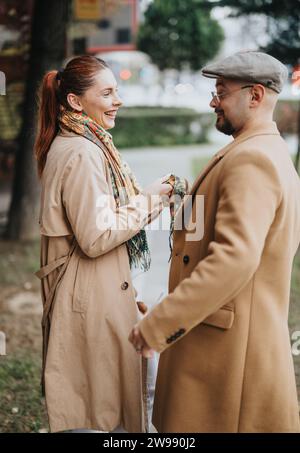 Business colleagues discussing ideas outdoors for profitable expansion Stock Photo