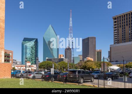 Dallas, USA - November 6, 2023: view to skyline of Dallas  at the historic Westend district. Stock Photo