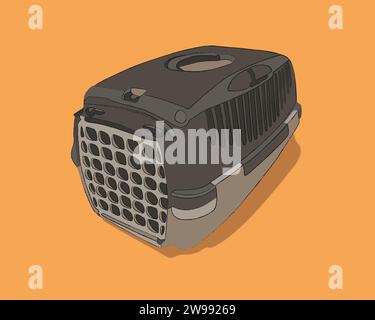 Vector isolated illustration of pet carrier. Transportation of cats and dogs. Carrying Traveling with pets. Stock Vector