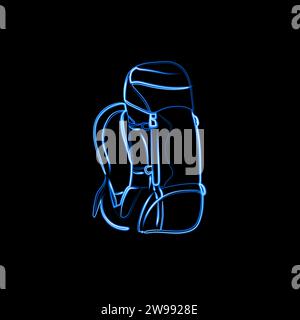 Backpack for sports tourism with neon effect. Stock Vector