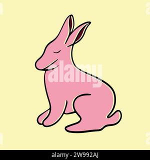 Vector illustration of a bunny on a yellow background. Stock Vector