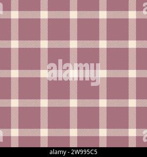 Cross fabric pattern background, velvet plaid texture check. Golf tartan seamless vector textile in red and antique white color. Stock Vector