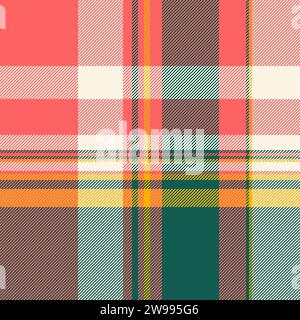 Marriage background tartan texture, invitation fabric vector plaid. Vivid textile pattern seamless check in red and teal colors. Stock Vector