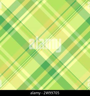 Iconic seamless fabric vector, thin plaid pattern background. Olive check texture tartan textile in green and lime colors. Stock Vector