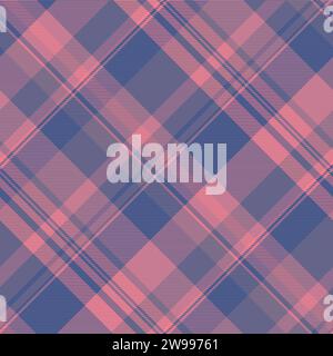 Many background seamless textile, checked fabric tartan pattern. Womens fashion check texture vector plaid in red and blue color. Stock Vector