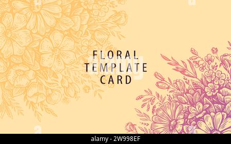 Greeting card with wildflowers, herbs, leaves. Invitation for weddings, birthdays and other holidays Stock Vector