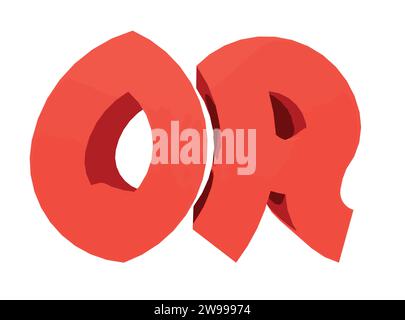 OR Text 3D Rendering Typography Graffiti Logo Symbol, suitable for use on clothing t shirt, jewelry necklaces, birthday souvenirs, engagements Stock Vector