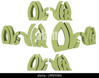 Oliver Text 3D Rendering Typography Graffiti Logo Symbol, suitable for use on clothing t shirt, jewelry necklaces, birthday souvenirs, engagements Stock Vector