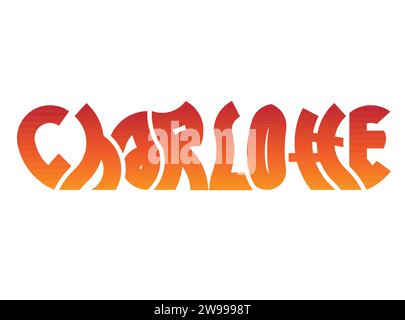 Charlotte Text Rendering Typography Graffiti Logo Symbol, suitable for use on clothing t shirt, jewelry necklaces, birthday souvenirs, engagements Stock Vector